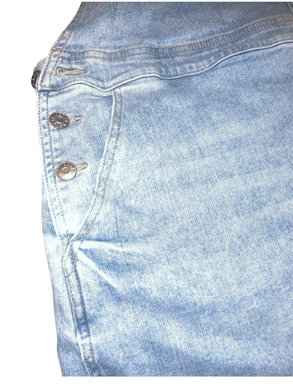 Light Wash Stretch Denim Overall Dress - Picture 2 of 5